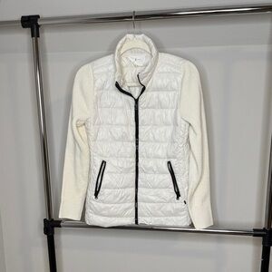 Lou & Grey White Quilted Vest with Black Trim